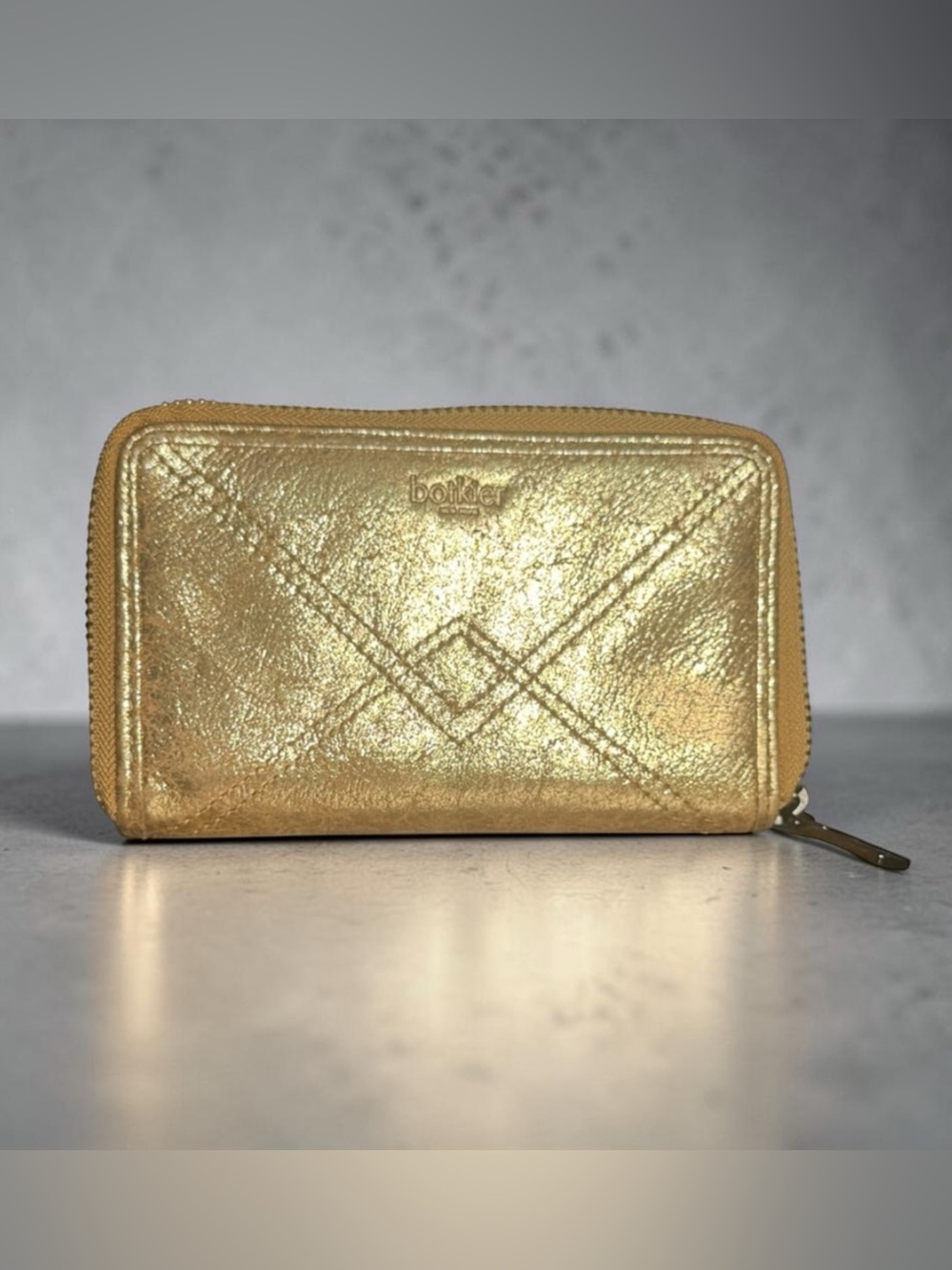 EUC Botkier Metallic Gold Leather Zip-Around Wallet